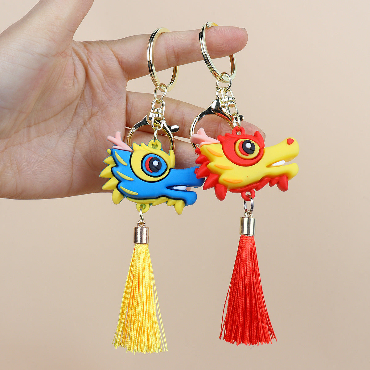 Fashionable Simple China Style Loong Dance Tassel Keychain-2