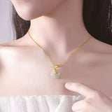 Rose Hetian Jade Necklace Women's National Fashion Peace Buckle