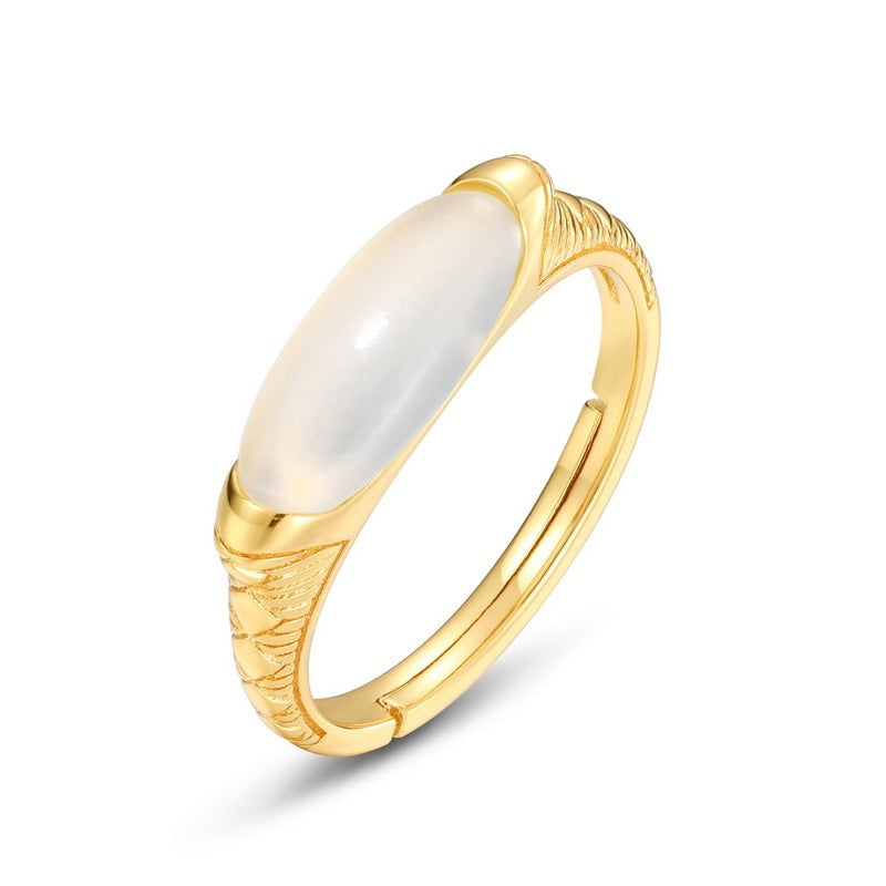 Frauen -Minderheit Mode Natural Serpentine Jade Ring