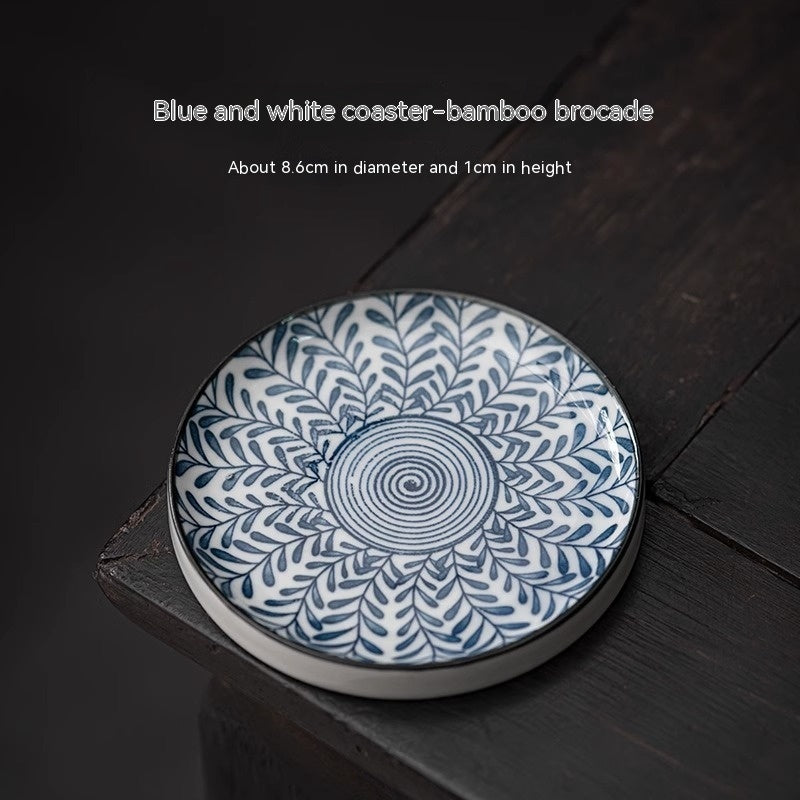 Blue And White Porcelain Teacup Mat Round Heat Proof Mat Household Tea Mat