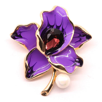 Simple Elegant Enamel Drop Oil Flower Brooch