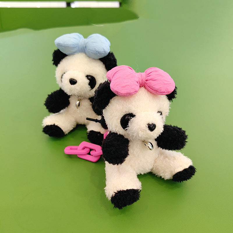 Bow Tie Panda Cute Plush Pendant Car Keychain-1