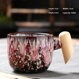 Kiln-changed Ceramic Cup Wooden Handle Teacup Small Coffee Cup-3