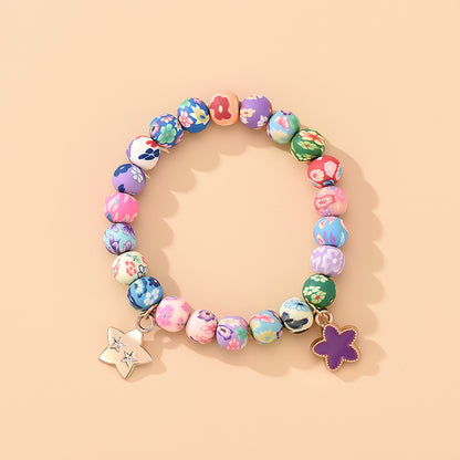 Suebito Bracelet Painted Flowers Suebito Bead Bracelet