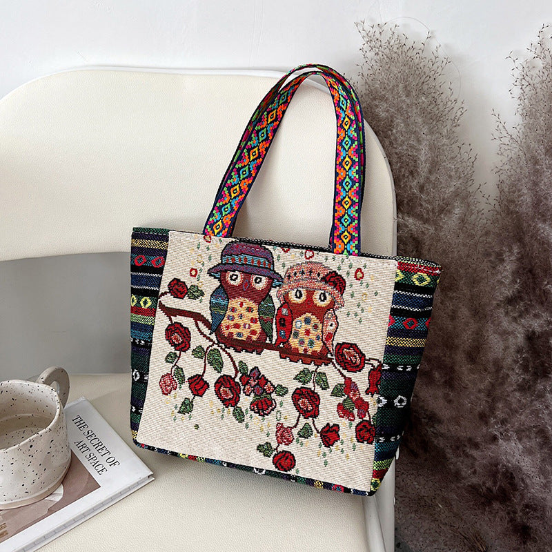 Ethnic Style Animal Three-dimensional Embroidered Canvas Handbag-9