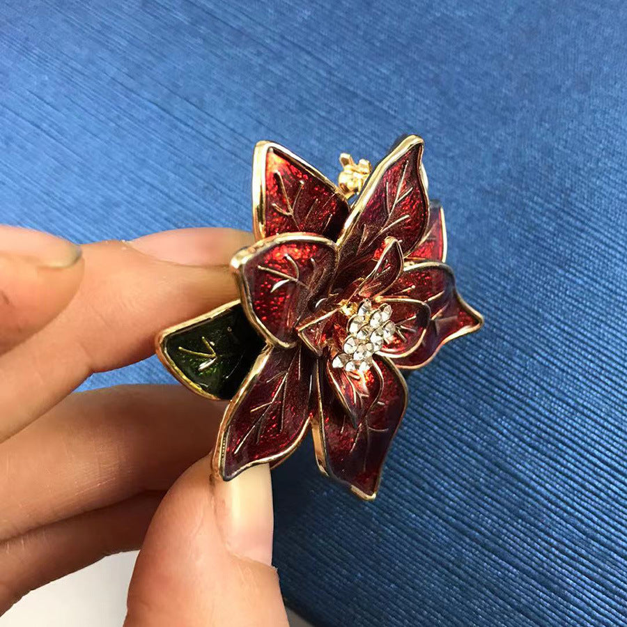 Unisex Hand-painted Rose Flowers Brooch