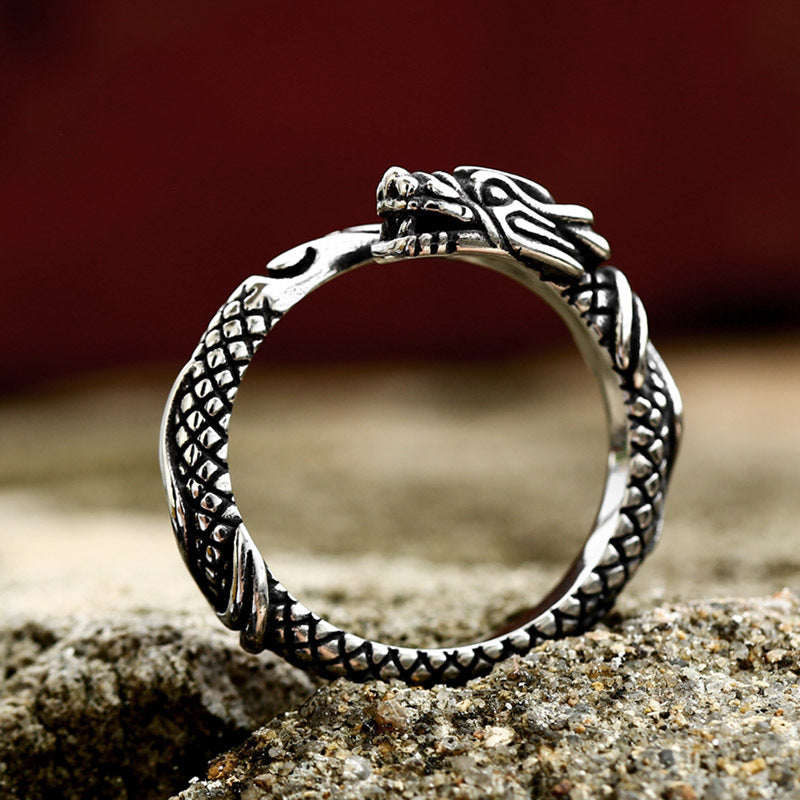 Edelstahl Chinesischer Zodiac Dragon -Form Ring