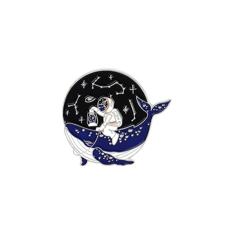 Cartoonwale Astronaut Drift Flaschenabzeichen Brosche