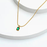 Chinese Style Simple Emerald Zircon Single Diamond Necklace