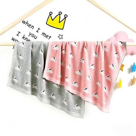 Knitted Bunny Hug Baby Blanket All Season Cotton Carrying Blanket-1