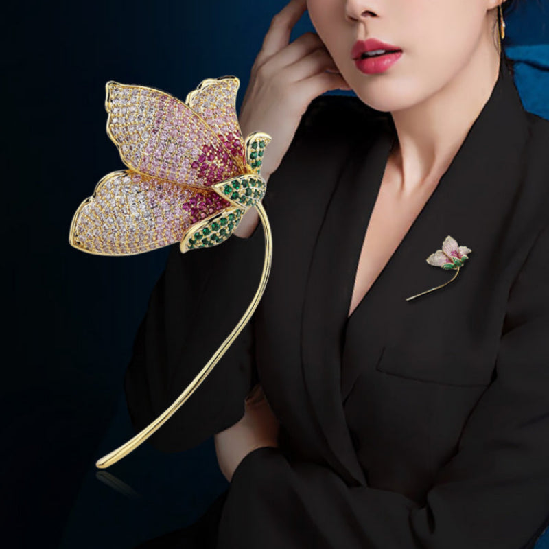 Temperament gemischte Farbe Zirkon Brosche Koreaner Anzug Mantelstift Schnalle