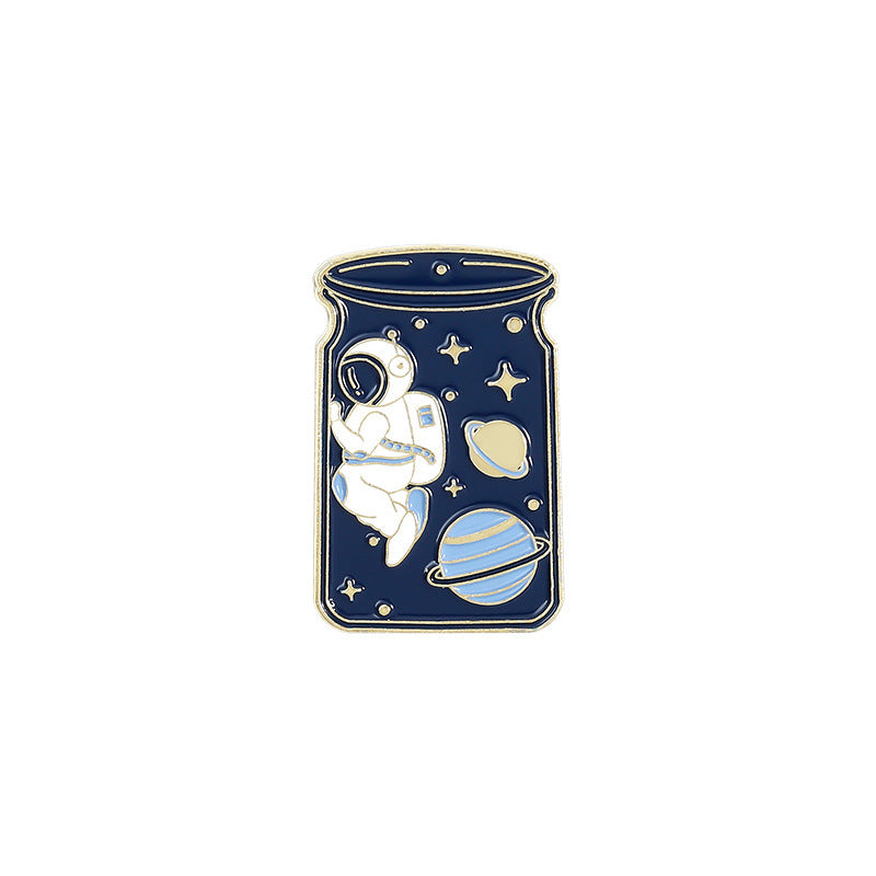 Cartoon Whale Astronaut Drift Bottle Badge Brooch