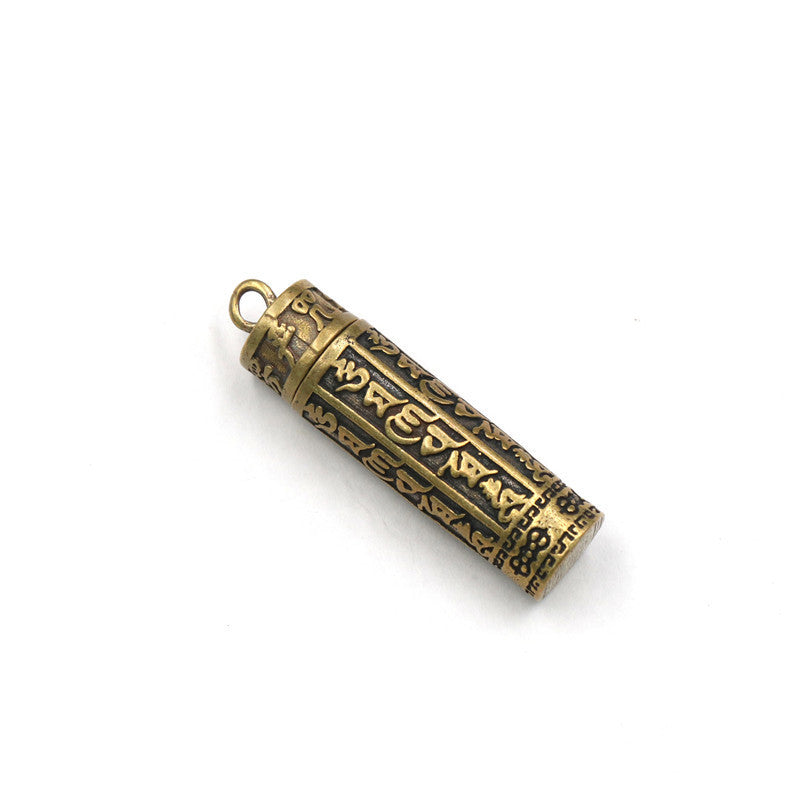 Pure Brass Sechs Charakter Mantra Tibetaner Herz Sutra Anhänger Lotus Guanyin Autos Schlüsselkette Anhänger Körperschutz