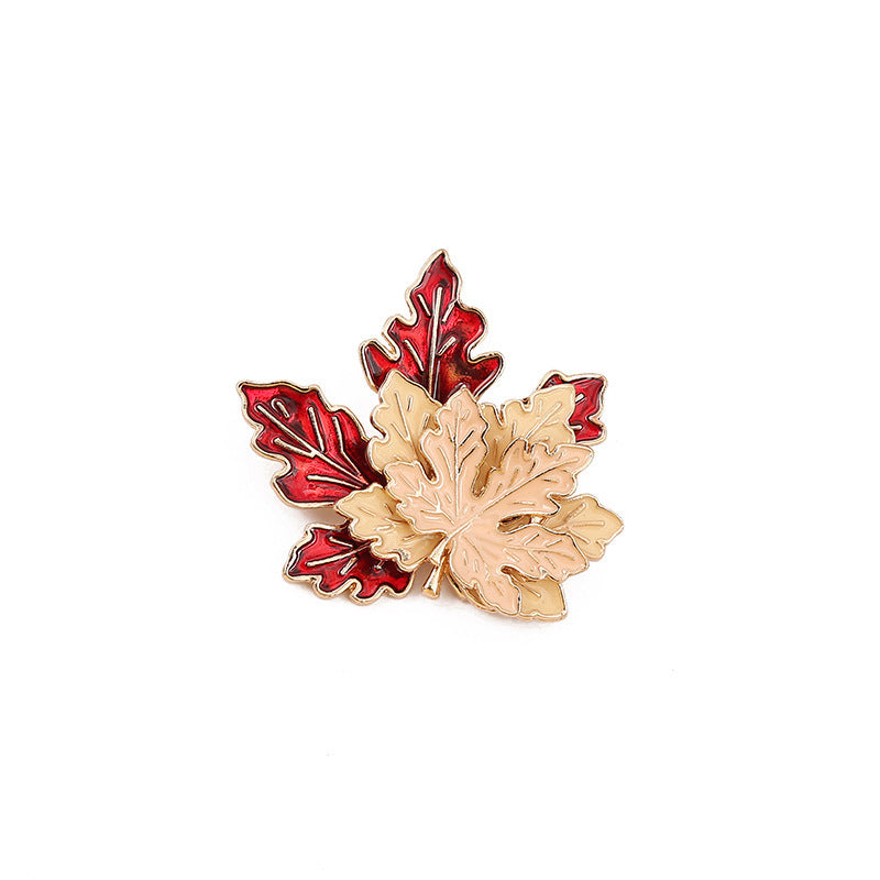 New Chinese Style Cartoon Red Maple Leaf Fox Brooch