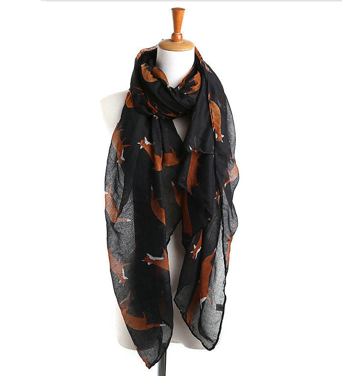 Herbst Winter Mode Voile Tiermuster Fuchs Schal