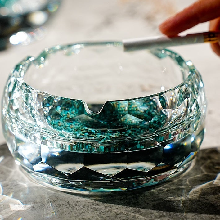 High-grade Turquoise Crystal Glass Ashtray