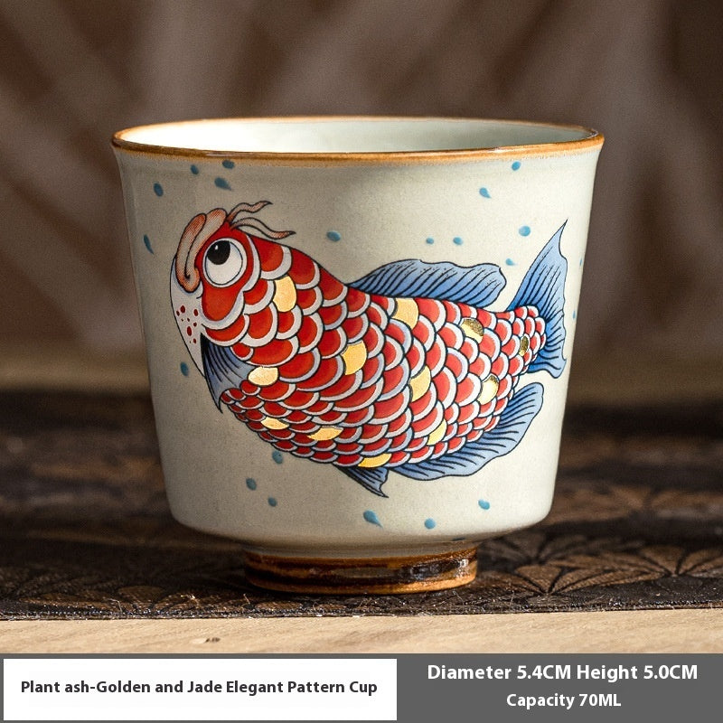 Chinese Style Koi Pattern Ceramic Home Master Teacups-6