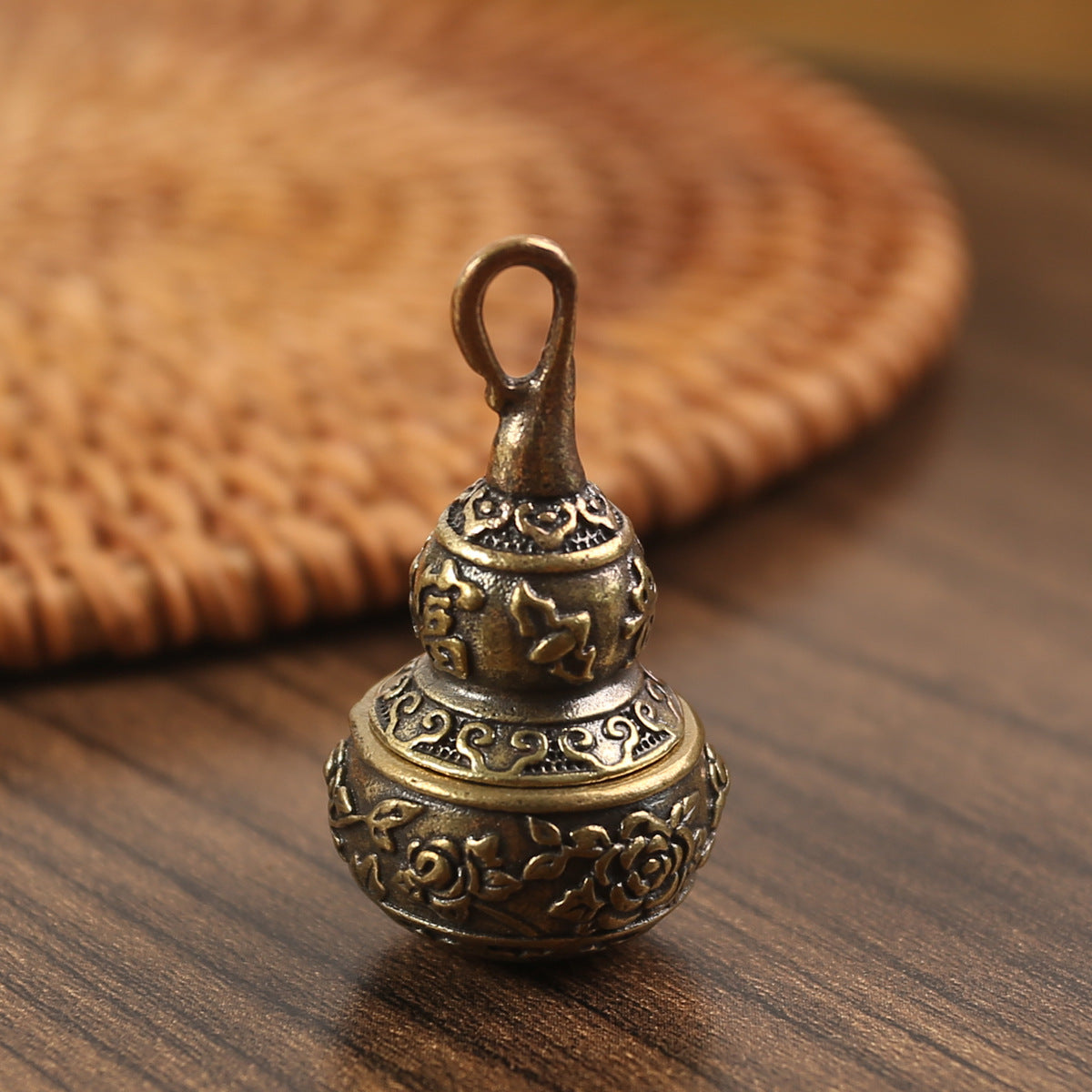 Retro Rich Gourd Coin Pure Copper Pendant Keychain-8