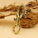 Twelve Zodiac Signs Vintage Brass Dragon Head Keychain-1