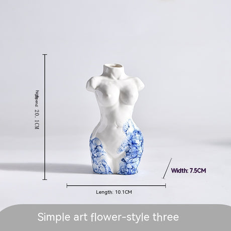 Ceramic Vase Decoration Art Body Small Blue And White Texture Homestay