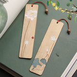 Vintage Style Mahogany Carved and Painted Hibiscus Bookmark Set-3