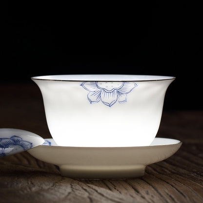 Non Hot Thin Bodied White Porcelain Covered Teacup