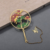 Classical Butterfly Love Flower Fan-shaped Metal Bookmark-2