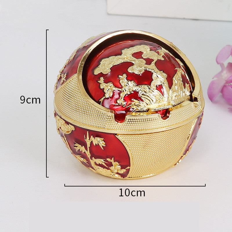 Creative Zinc Alloy Spherical Ashtray With Lid