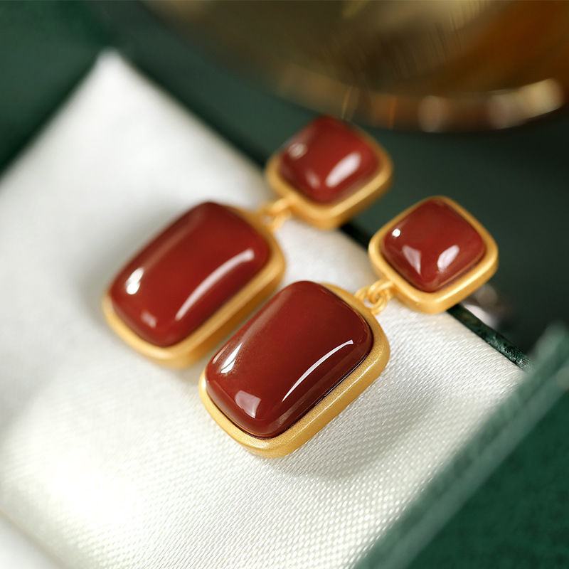 Jade Sapphire Earrings Bafeng Wild Personality Earrings Female Earrings