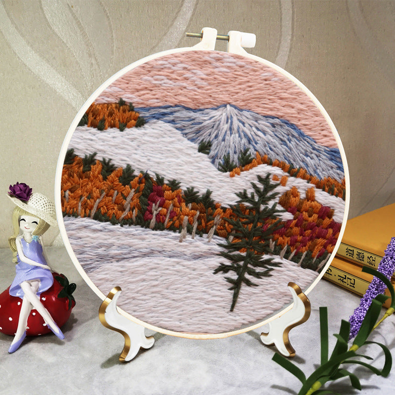 Landscape Embroidery DIY Beginner Embroidery Material Kit-6