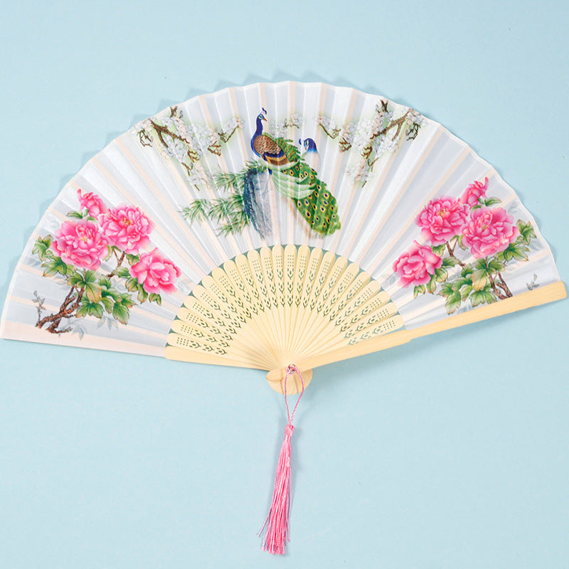 Chinese Style Women's Tasseled Portable Cheongsam Folding Fan-7