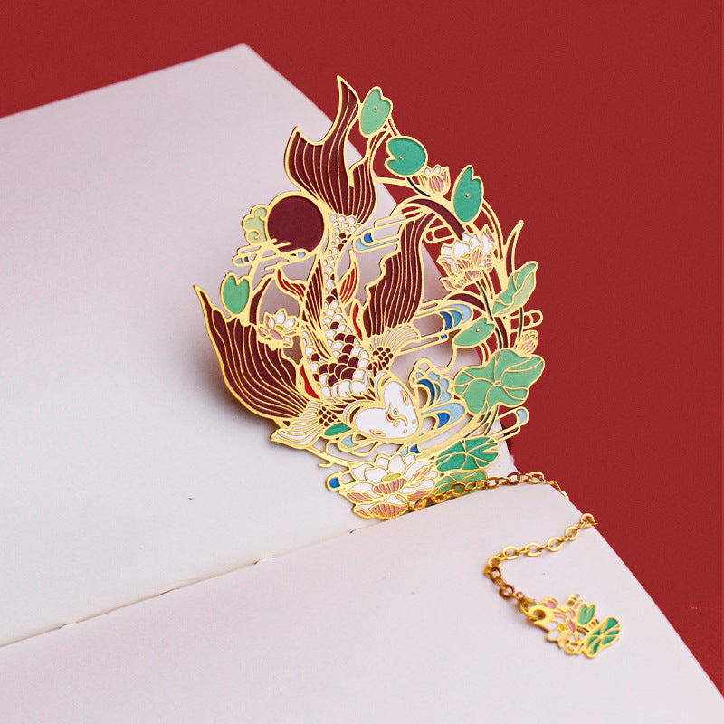 Chinese Style Metal Bookmark Fan-shaped Brass Bookmark Exquisite