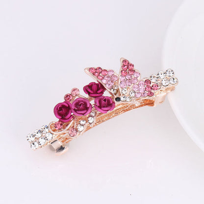 Women's Hair Accessories Rose Flower Rhinestone Hair Cards-5