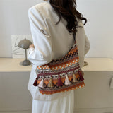 Simple Shoulder Retro Ethnic Style Large Capacity Crossbody Tote Bag