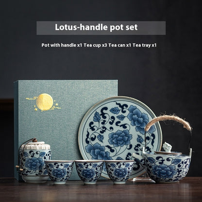 Housewarming Gifts Ceramic Teapot Teacup Set Kung Fu Tea Teaware with Tea Tray