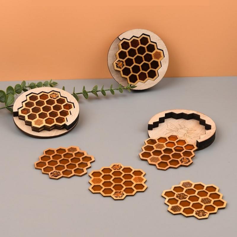 Wooden Coasters Craftwork Honeycomb Heat Proof Mat