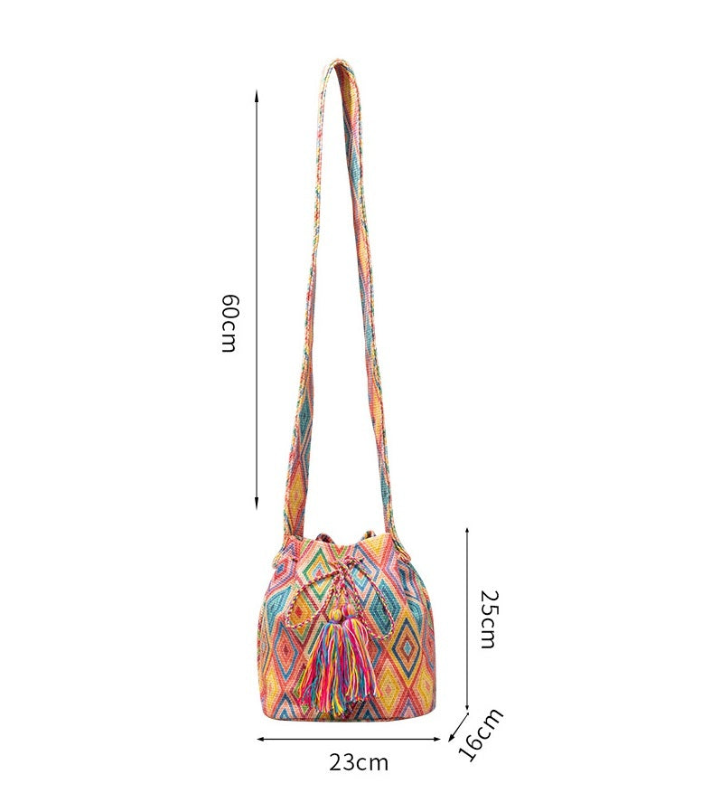 Ethnic Style Crossbody Commuter Canvas Shoulder Bag For Women