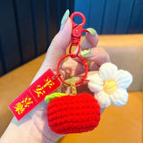 Girls Favorite Hand Knit Cashmere Lucky Persimmon Flower Keychain-4