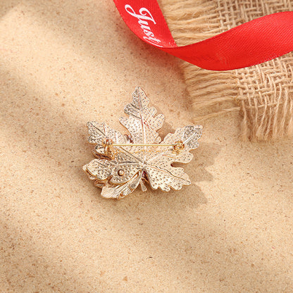 New Chinese Style Cartoon Red Maple Leaf Fox Brooch