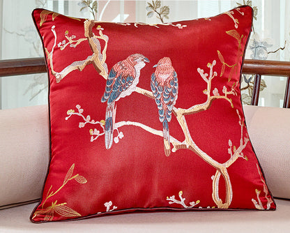 Chinese Throw Pillow Flower And Bird Jacquard Style Chair Cushion Cushion