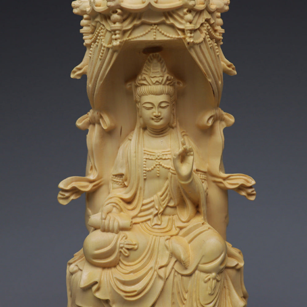 Guanyin Boxwood Pagoda Guanyin Ornamente Buddhist schreiben Handwerk