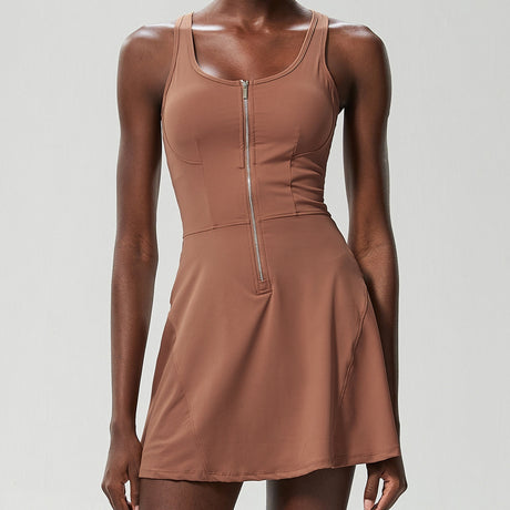 Women Zipper Sports Tennis Skirt Dress