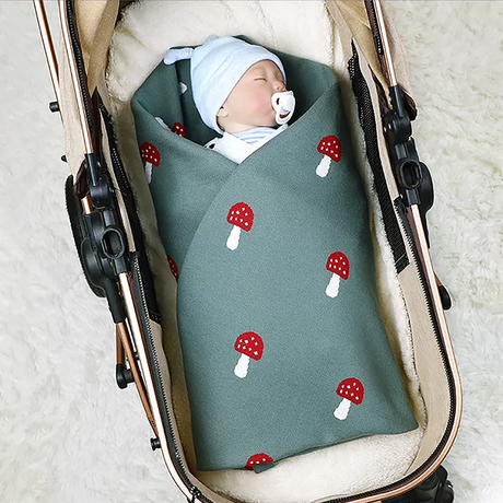 Cotton Mushroom Jacquard Baby Blanket Soft Nursery Blanket-2