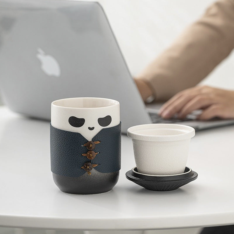 Tea and Water Separation Travel Convenient Hero Panda Teacup-3