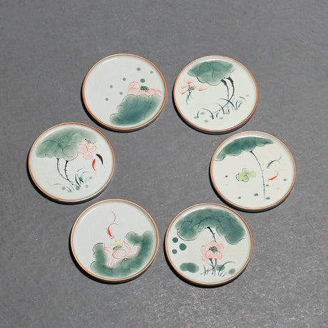 Hand Painted Lotus Coasters Underglaze Ice Crack Coaster