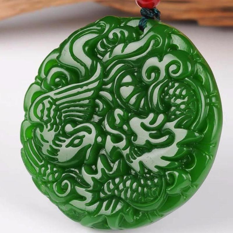 Mode Spinatgrün Hetian Jade Anhänger