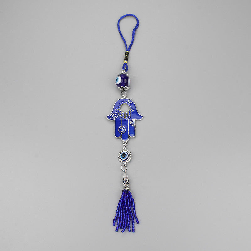 Blauer Quasten -Anhänger Evil Eye Keychain