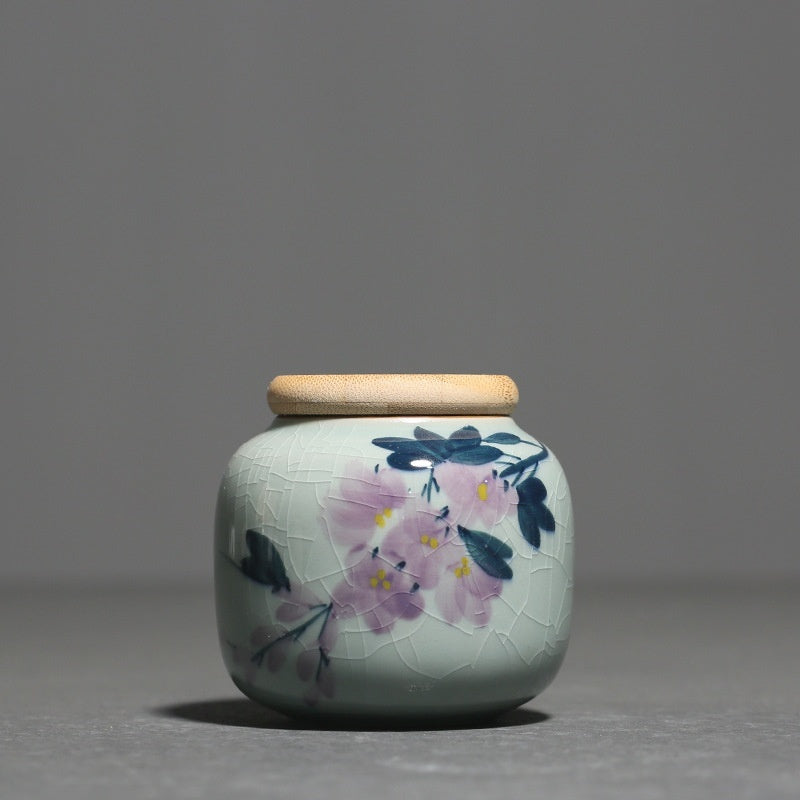 Crackle Glaze Hand-painted Loquat Tea Caddy Sealed Cans