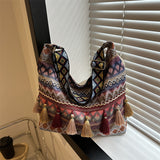 Simple Shoulder Retro Ethnic Style Large Capacity Crossbody Tote Bag