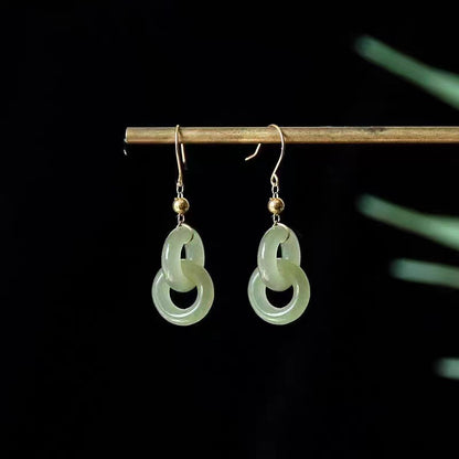 Classic Temperament Retro Natural Hetian Jade Earrings